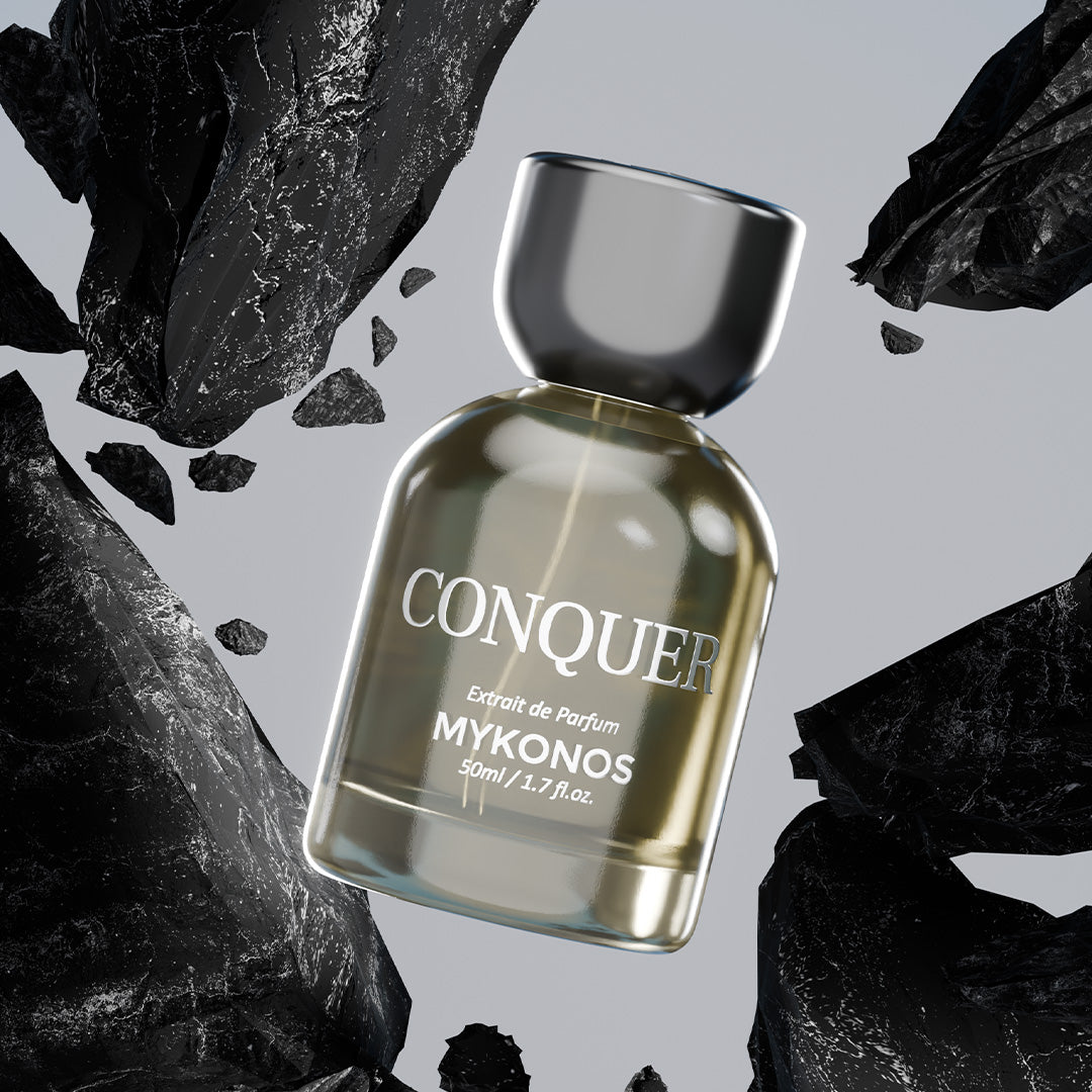 Mykonos Conquer 50ml bottle and box
